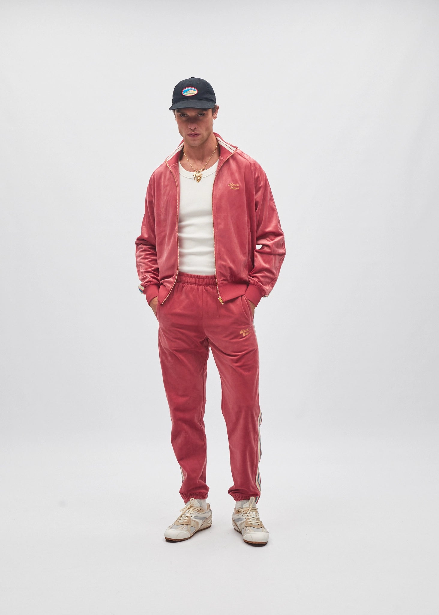 Velour Zipper Coral